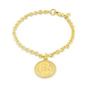 USC Trojans Gold Plated SC Interlock with Rope Border Charm Bracelet